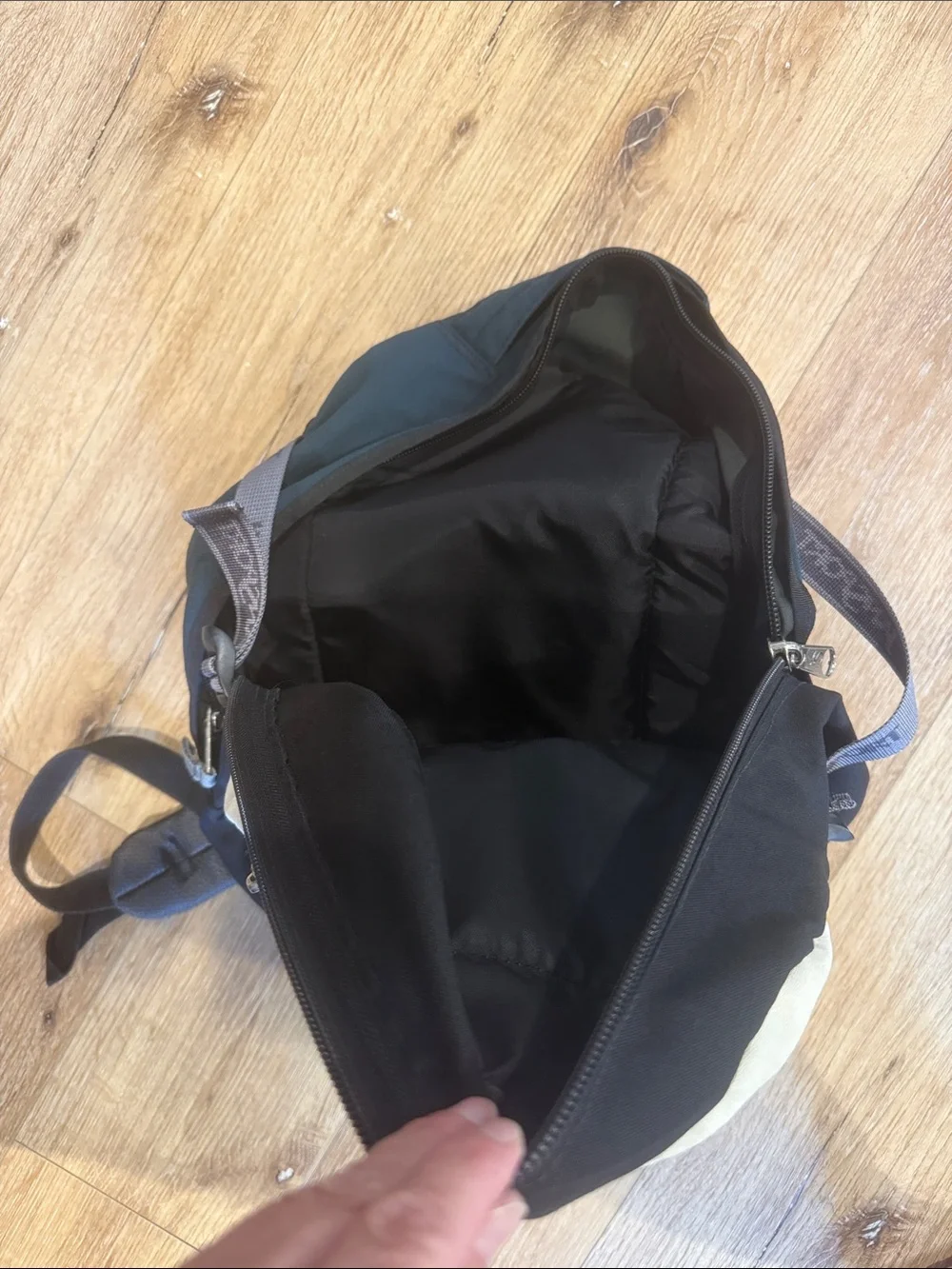 JanSport Black, Dark Green & Cream Backpack with Front Pocket